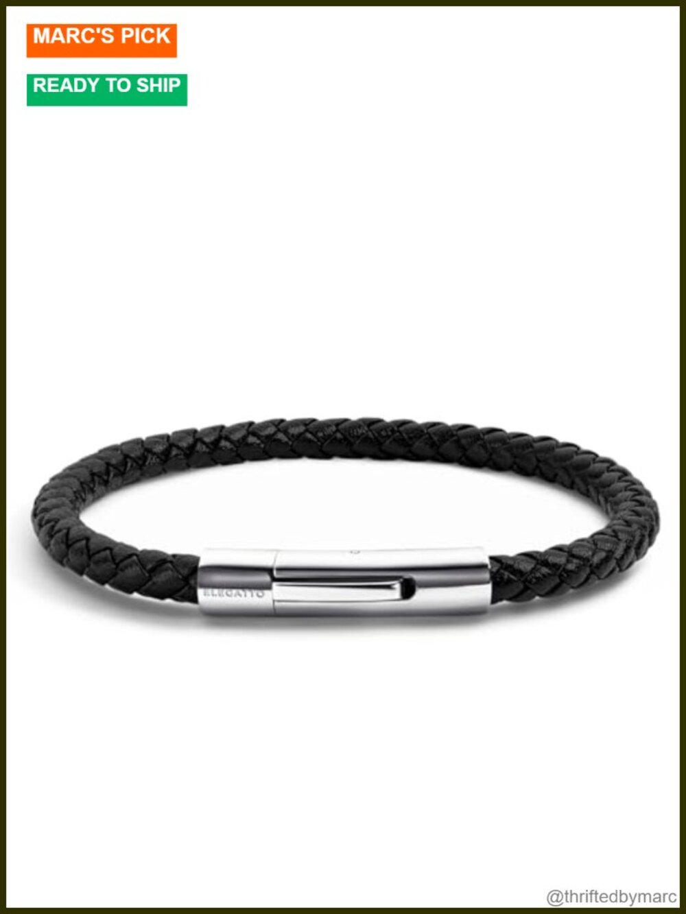 Braided Leather Bracelet with Sterling Silver Clasp for Men